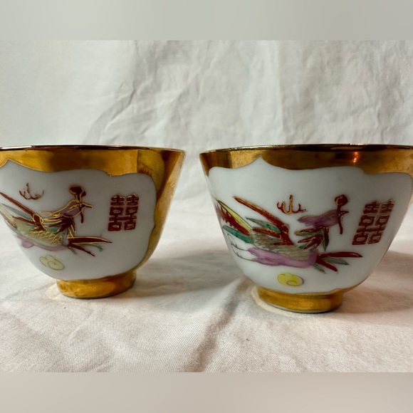 Vintage Chinese Jingdezhen porcelain phoenix dragon tea bowl - Picture 7 of 8